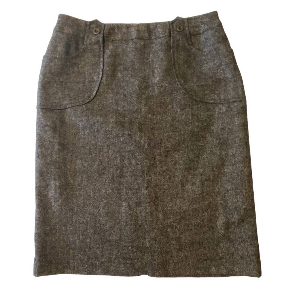 Atelier Women's Gray Wool Blend Button Accent Lined Pencil Skirt Size 2